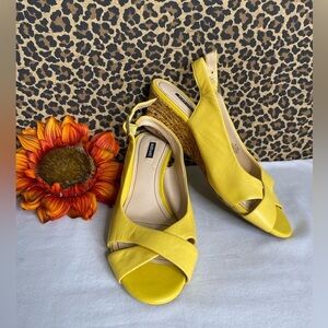 🦋B2G1🦋ALEX MARIE Yellow Sling Back Open Toe Wedge | 8.5 |